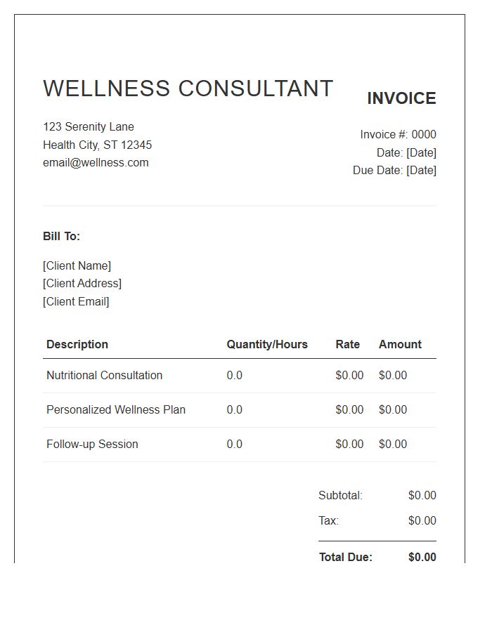 Wellness Consultant Client Invoice Template