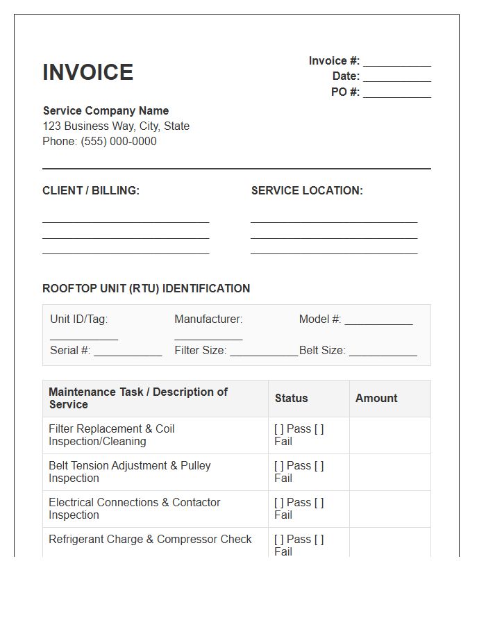 Rooftop Unit Maintenance Service Invoice Template