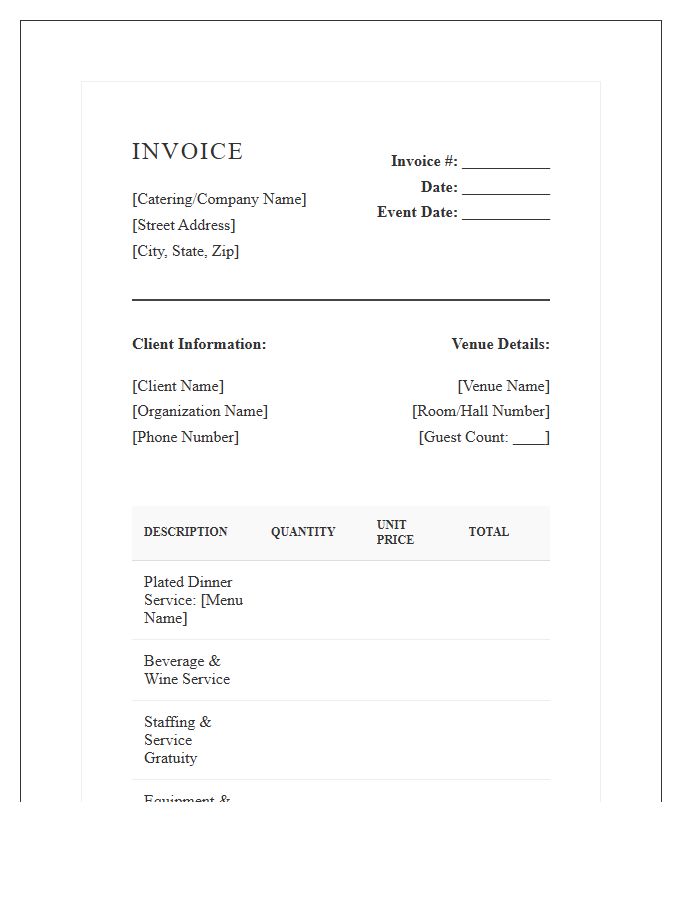 Formal Dinner Event Invoice Template
