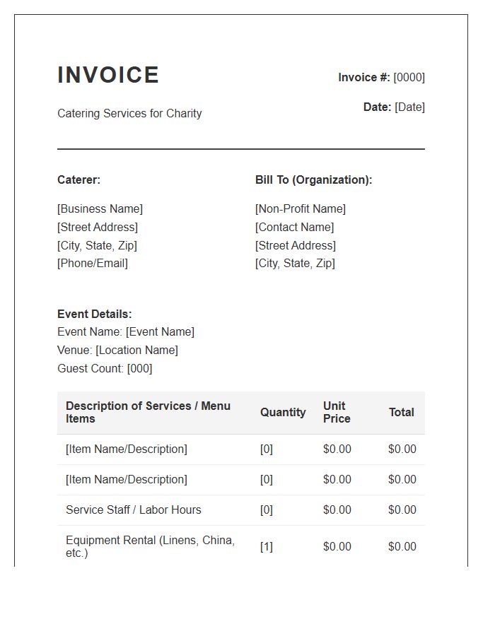 Fundraiser Event Catering Invoice Template