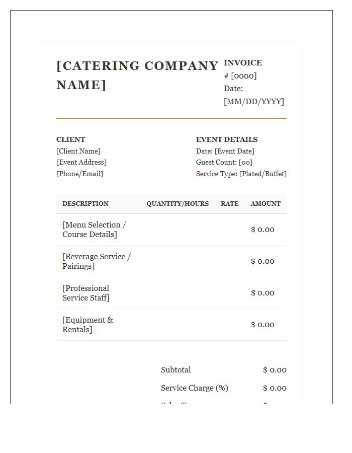 Gourmet Event Catering Invoice Template