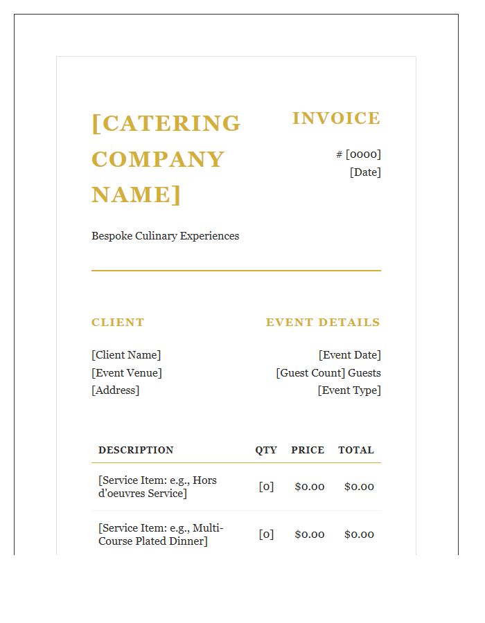 Luxury Event Catering Invoice Template
