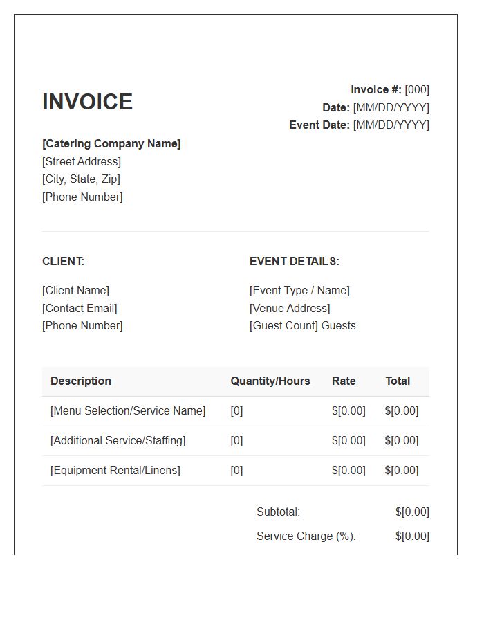 Small Gathering Catering Invoice Template