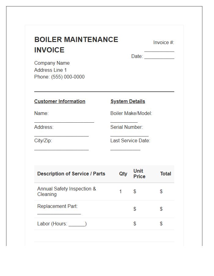 Boiler Maintenance Service Invoice Template