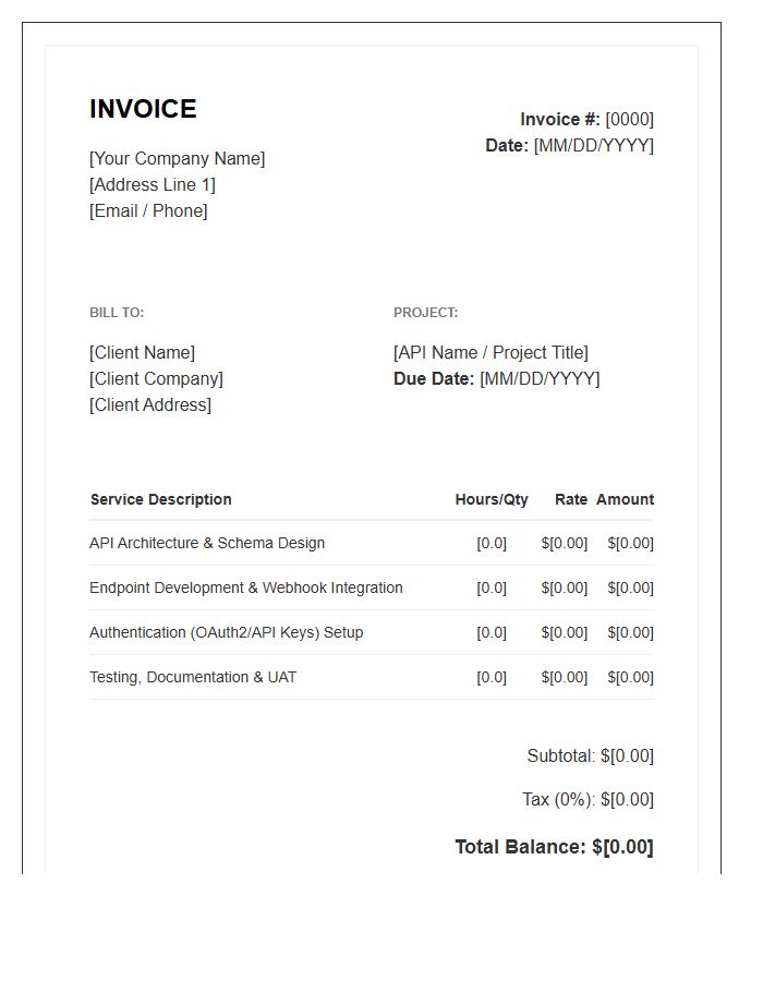 API Integration Services Invoice Template