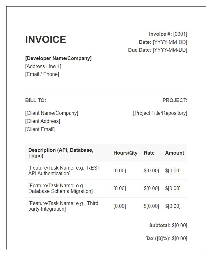 Back End Programming Invoice Template