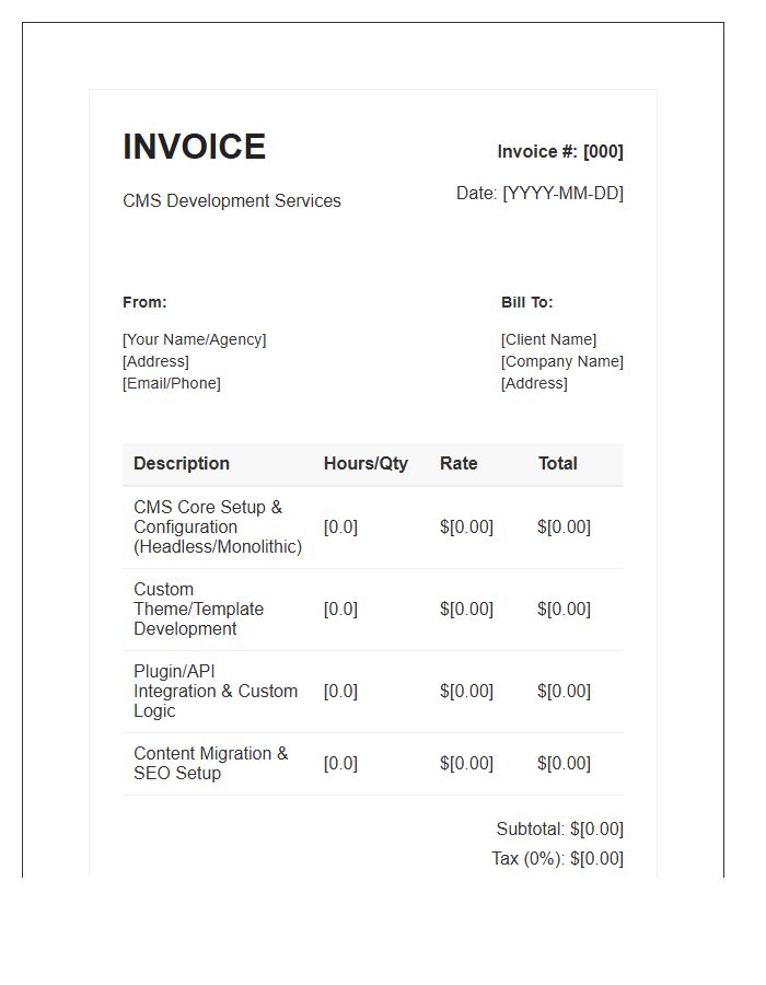 CMS Development Invoice Template