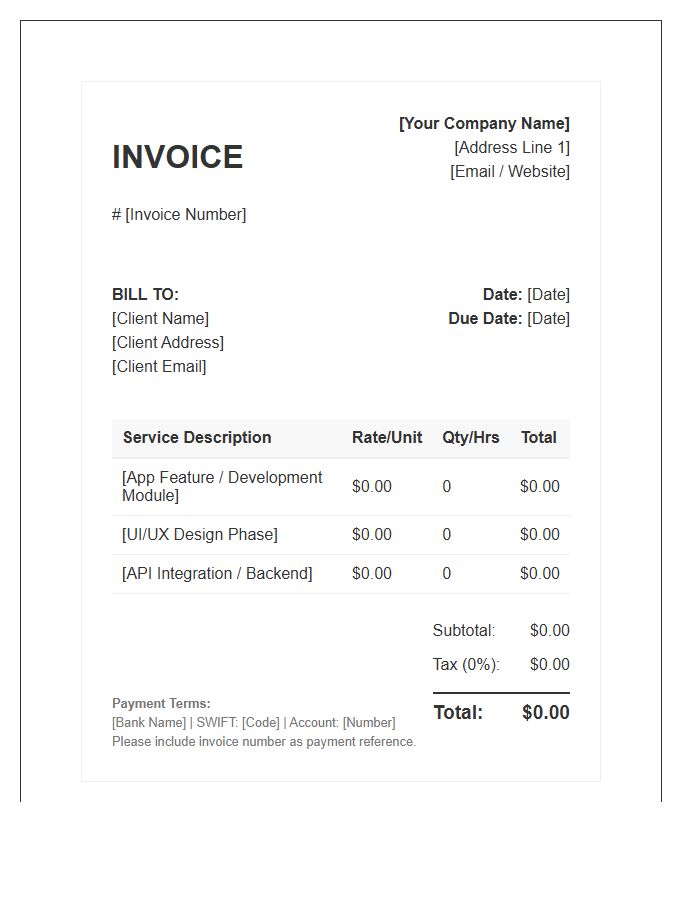 Custom Web Application Invoice Template