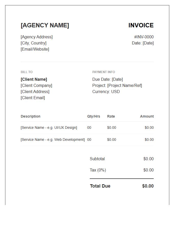 Digital Agency Website Invoice Template