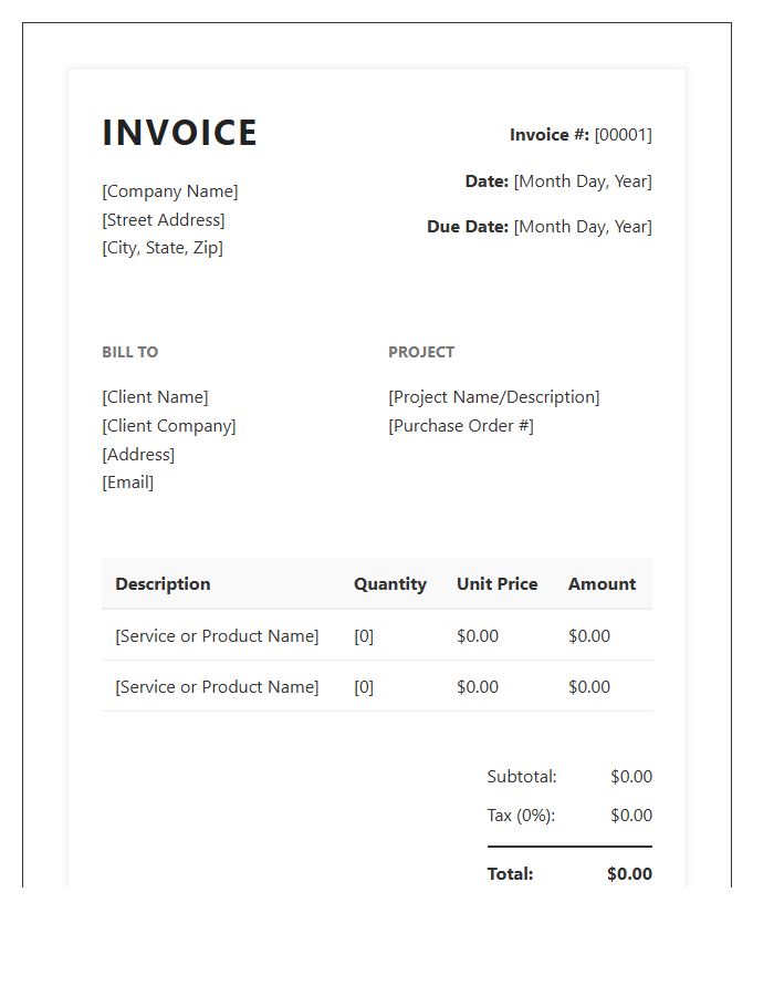 Responsive Web Design Invoice Template