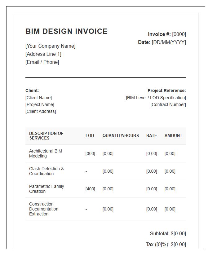Digital BIM Architectural Design Service Invoice Template