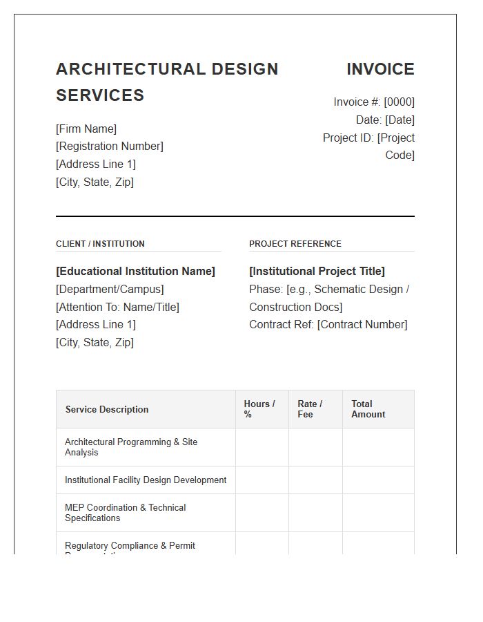 Institutional Education Architectural Design Service Invoice Template