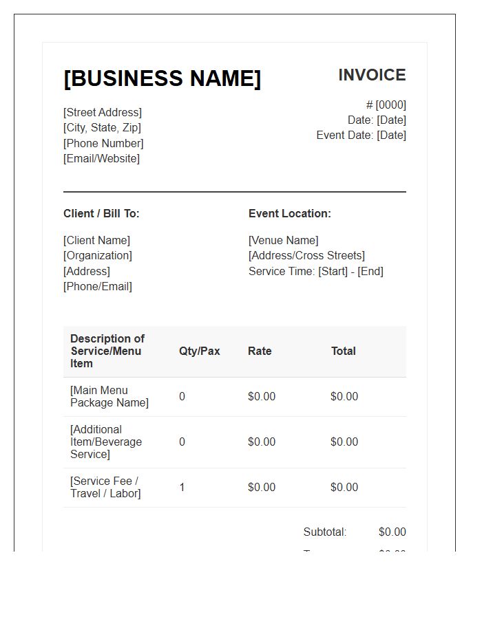 Mobile Catering Business Invoice Template