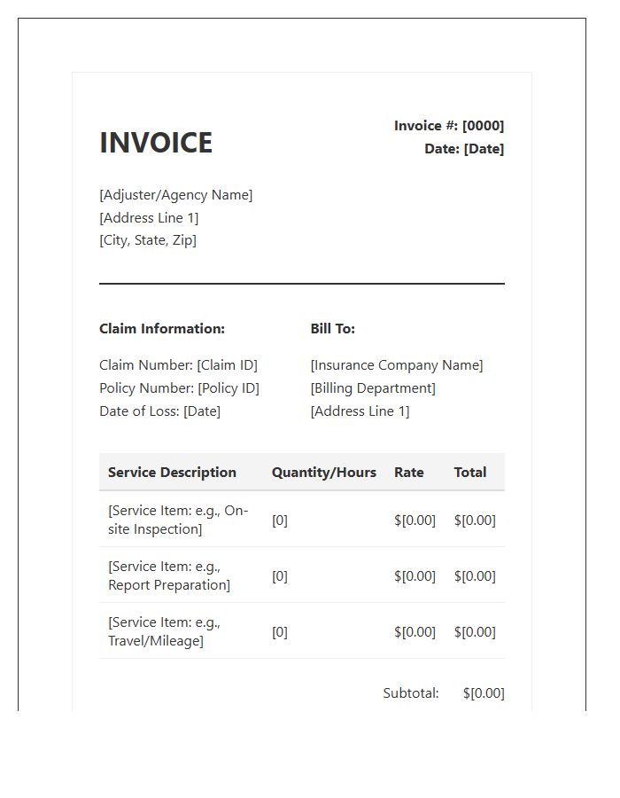 Insurance Claim Processing Invoice Template
