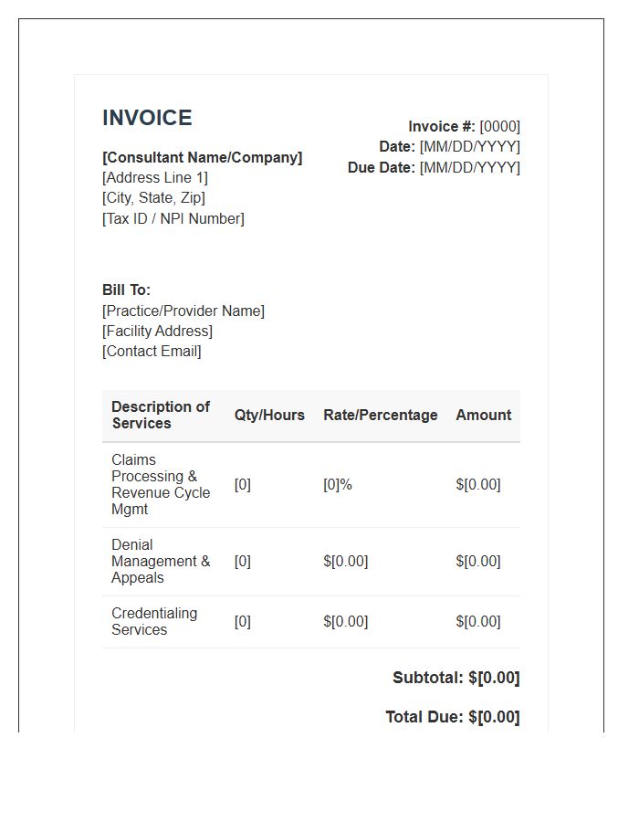 Medical Billing Consultant Invoice Template