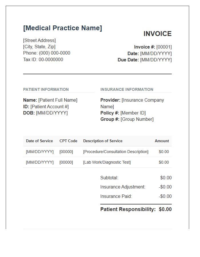 Standard Medical Practice Invoice Template
