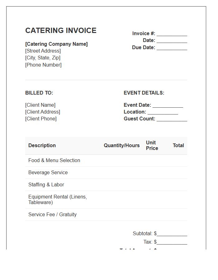 Catering Event Planning Invoice Template