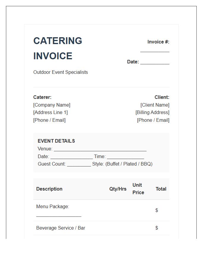 Outdoor Party Catering Invoice Template