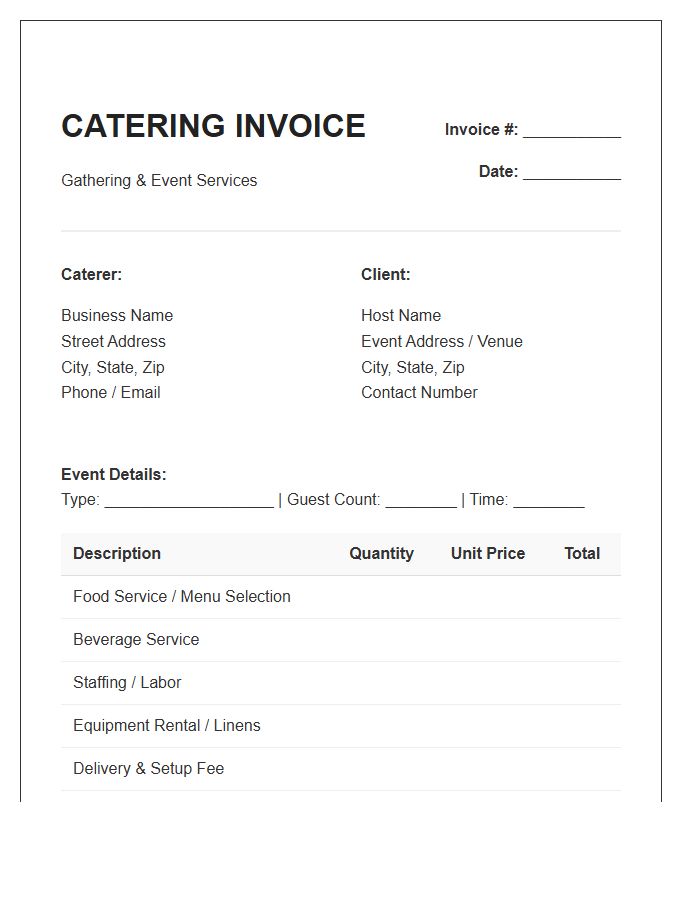 Social Gathering Catering Invoice Template