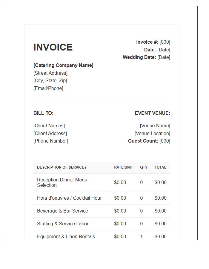 Wedding Catering Service Invoice Template