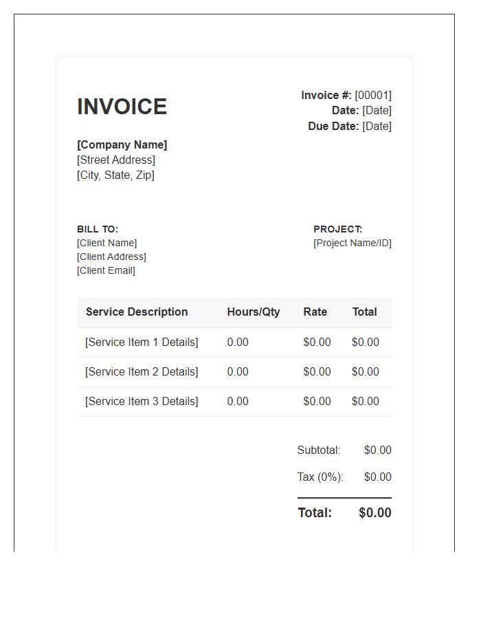 Detailed Itemized Service Billing Invoice Template