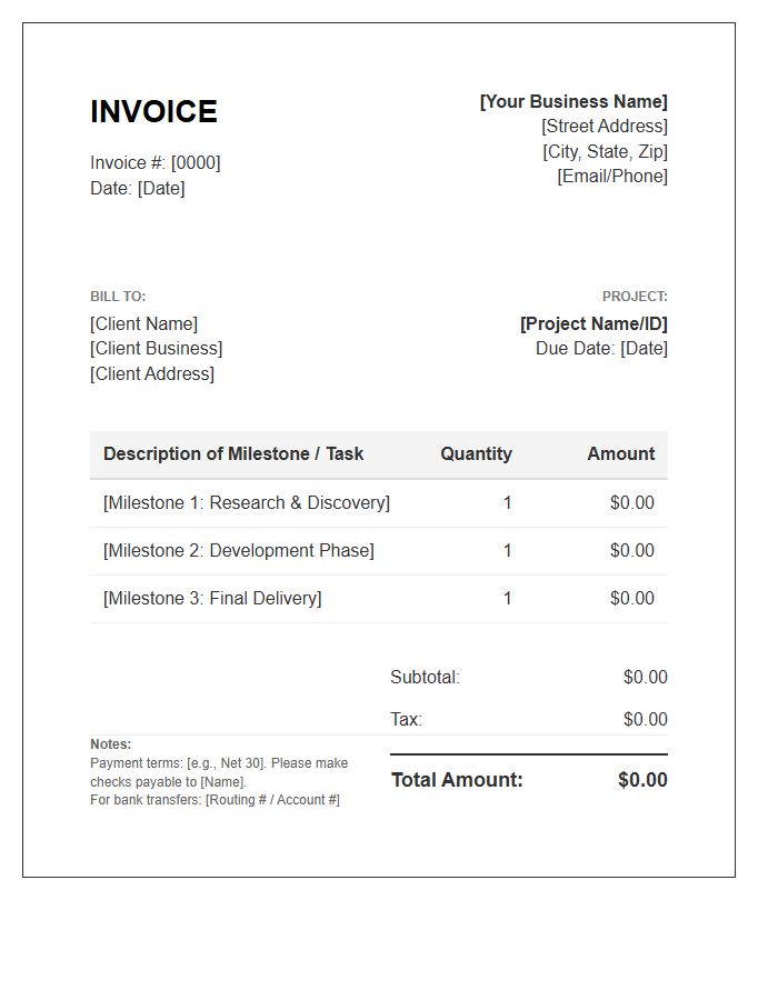 Project Based Service Billing Invoice Template