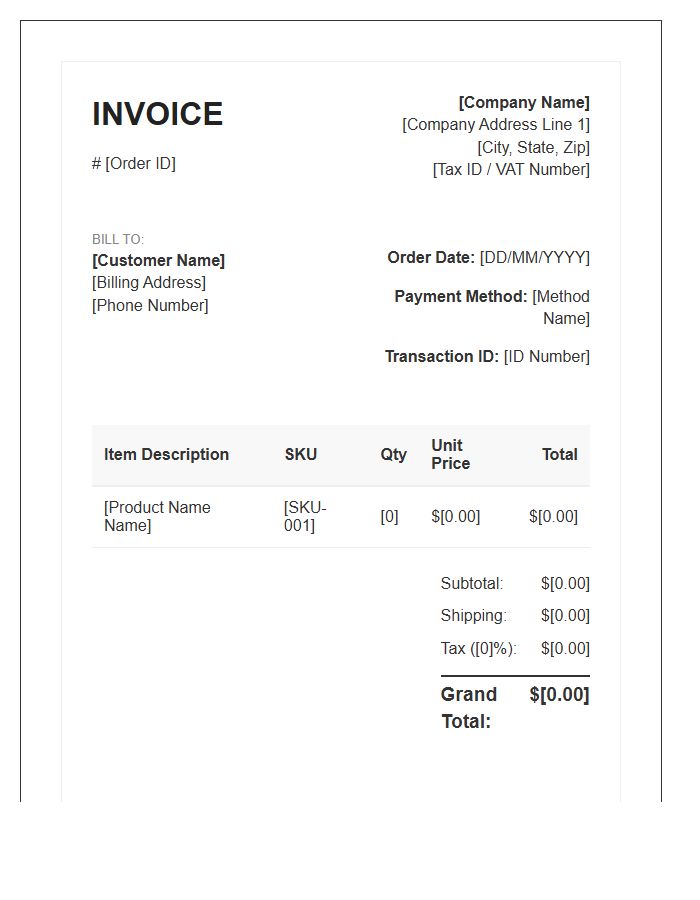 Automated Ecommerce Retail Invoice Template