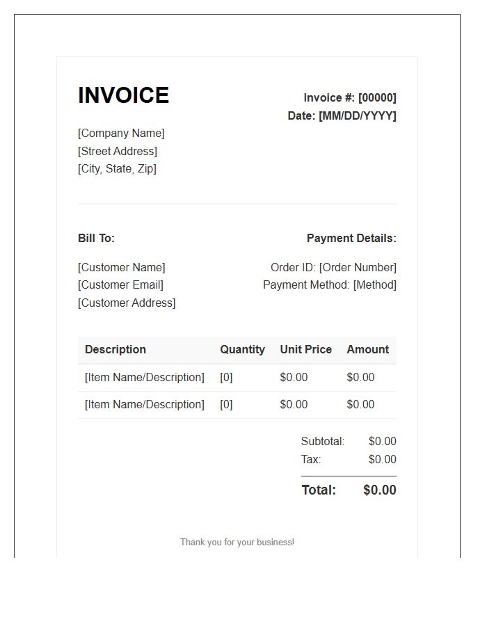 Digital Retail Transaction Invoice Template