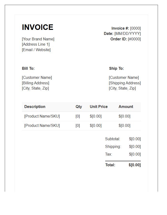 Direct To Consumer Retail Invoice Template