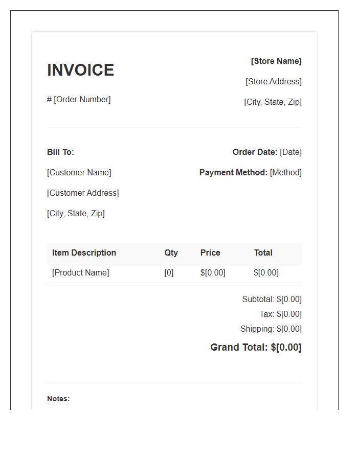 Ecommerce Retail Order Invoice Template
