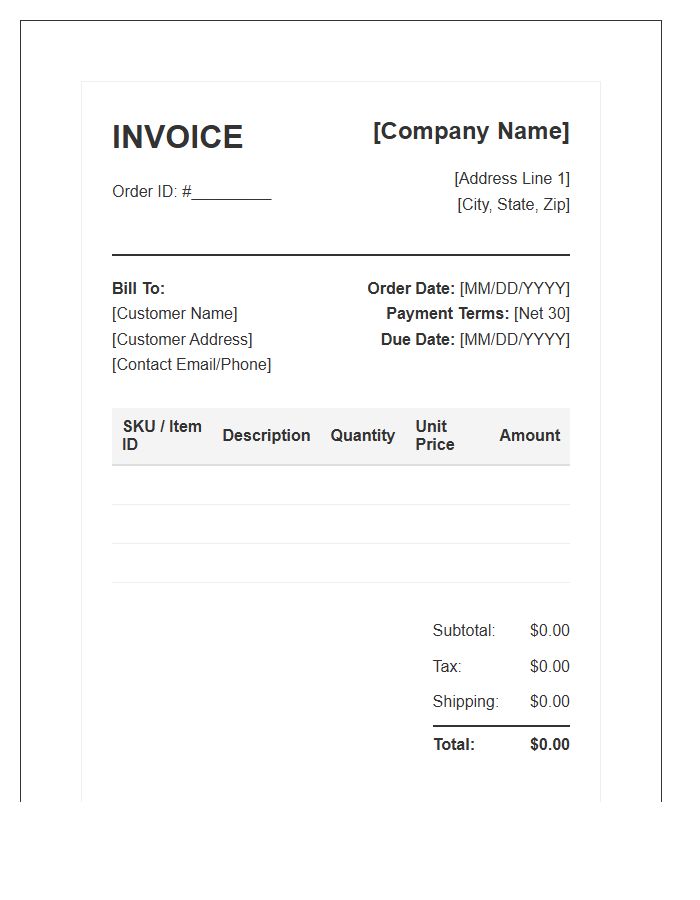 Inventory Management Order Invoice Template