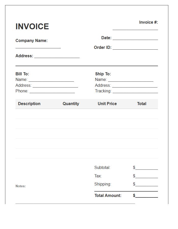Product Sales Order Invoice Template