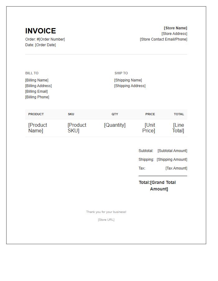 WooCommerce Retail Order Invoice Template