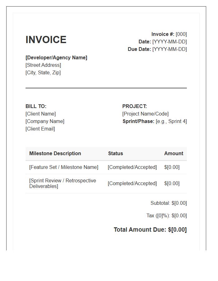 Agile Software Development Milestone Invoice Template