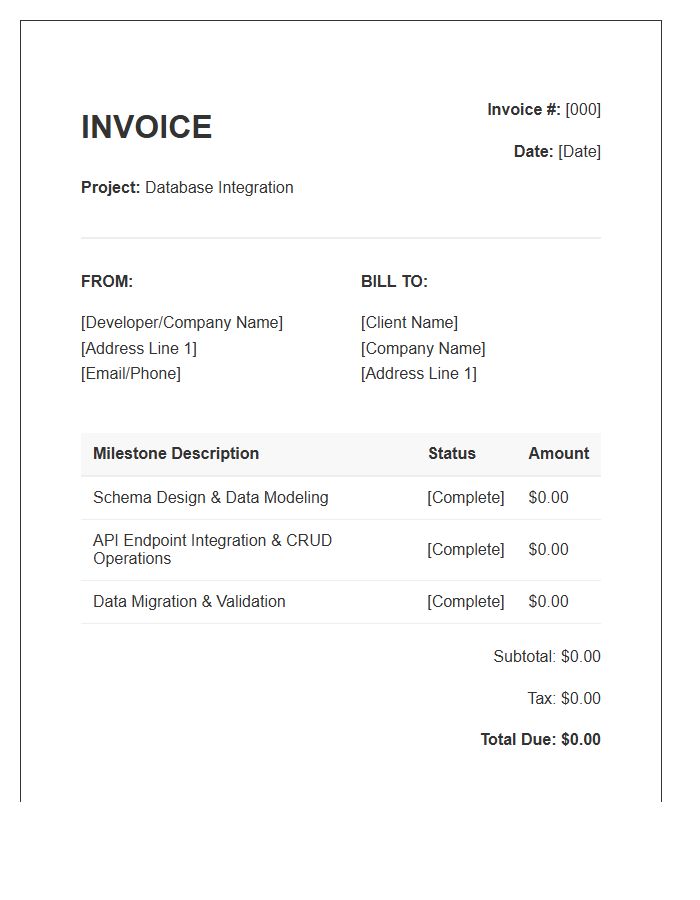 Database Integration Milestone Invoice Template