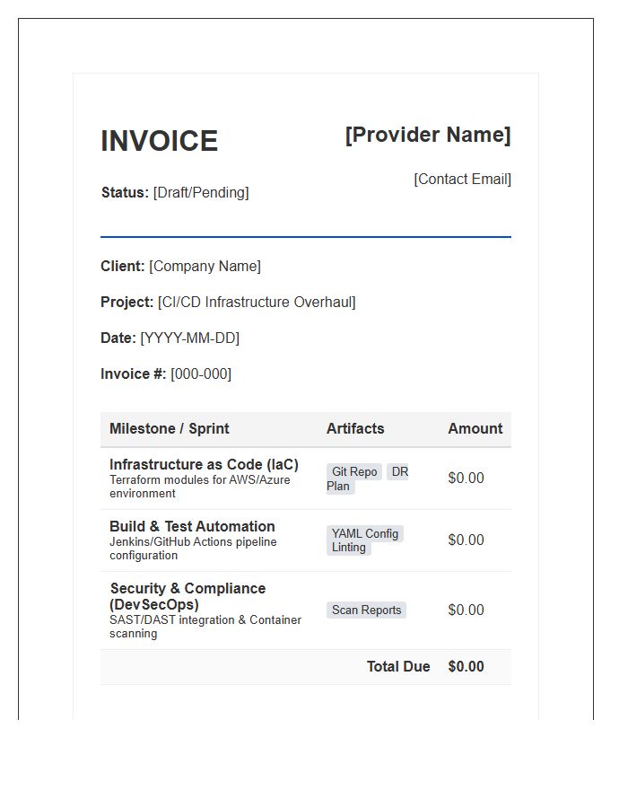 DevOps Pipeline Milestone Invoice Template