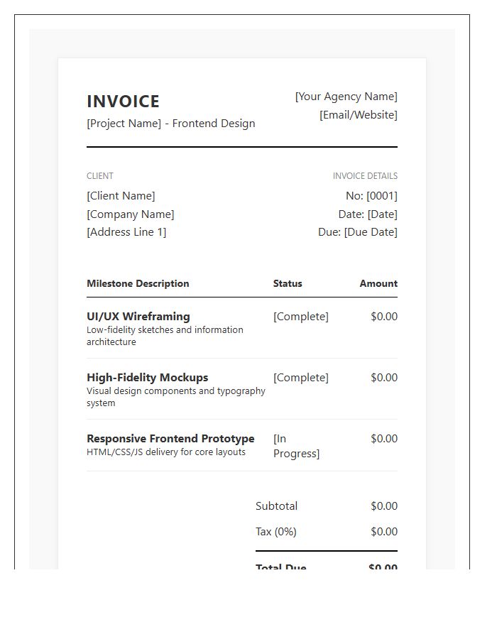 Frontend Design Milestone Invoice Template