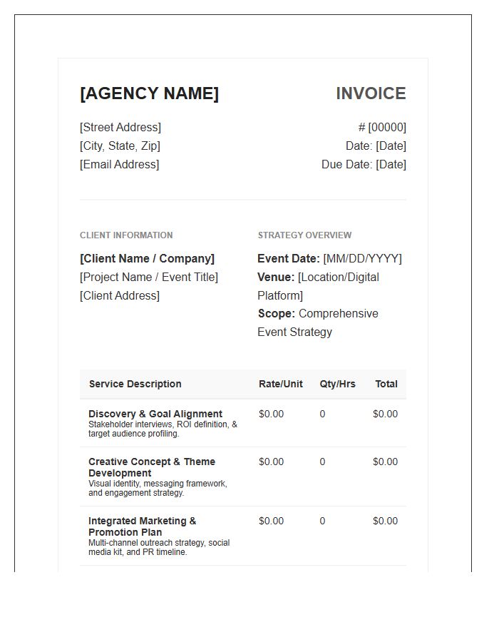 Comprehensive Event Strategy Invoice Template