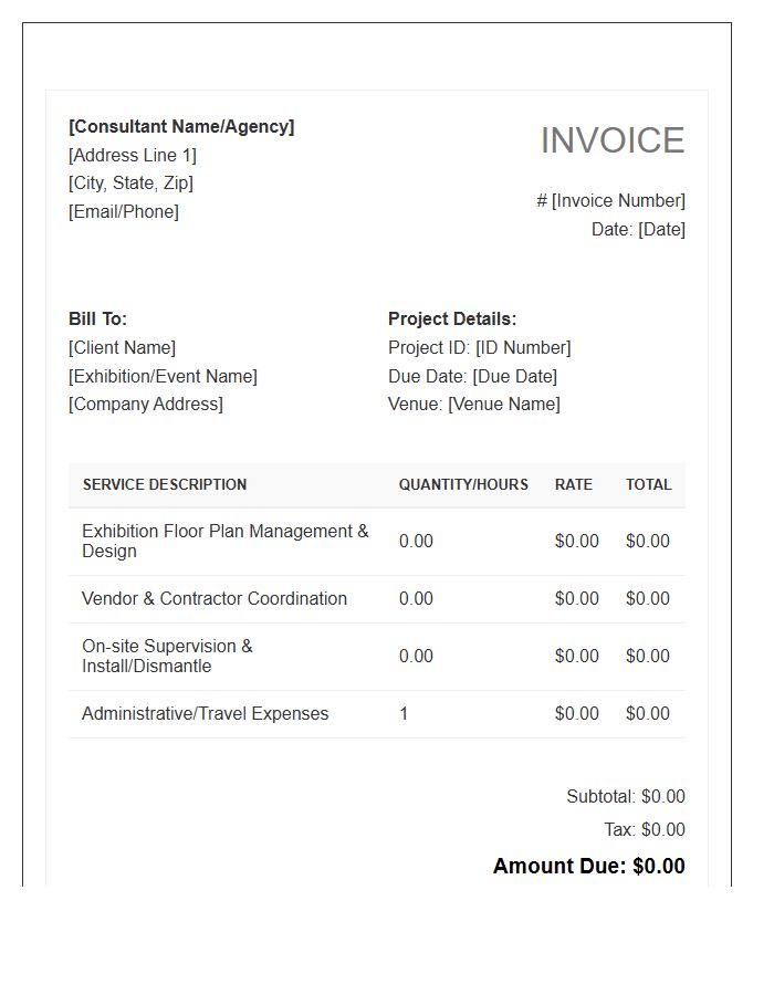 Exhibition Management Consultant Invoice Template