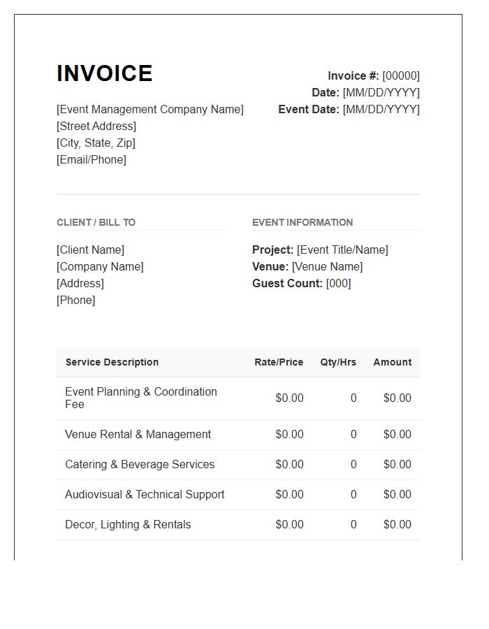 Full Service Event Management Invoice Template