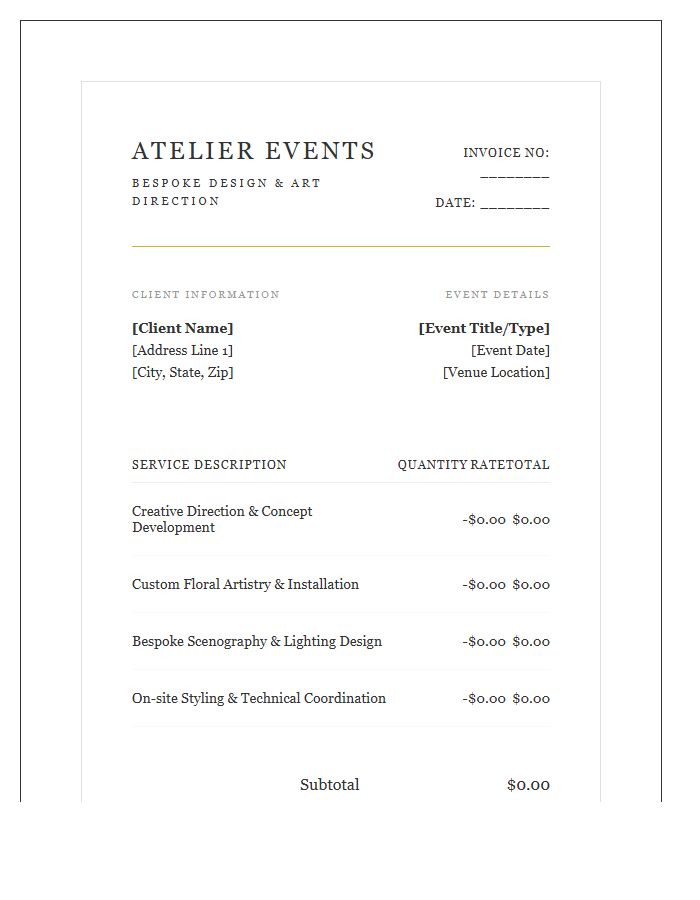 Luxury Event Design Invoice Template