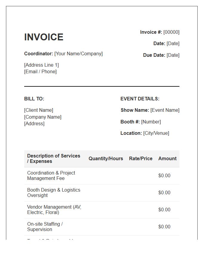 Trade Show Coordination Invoice Template