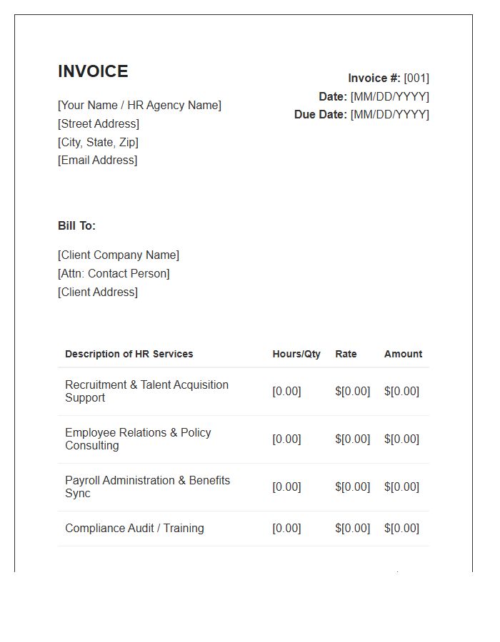 HR Outsourcing Specialist Invoice Template