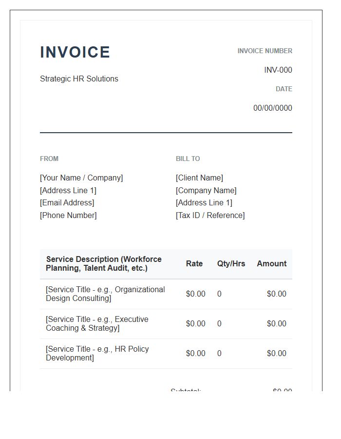 Strategic Human Resources Specialist Invoice Template