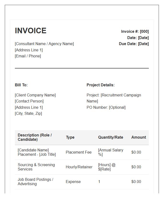Talent Acquisition Specialist Invoice Template
