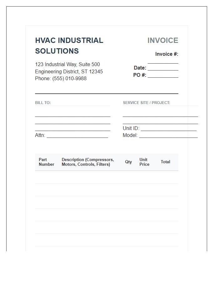 Industrial HVAC System Parts Invoice Template