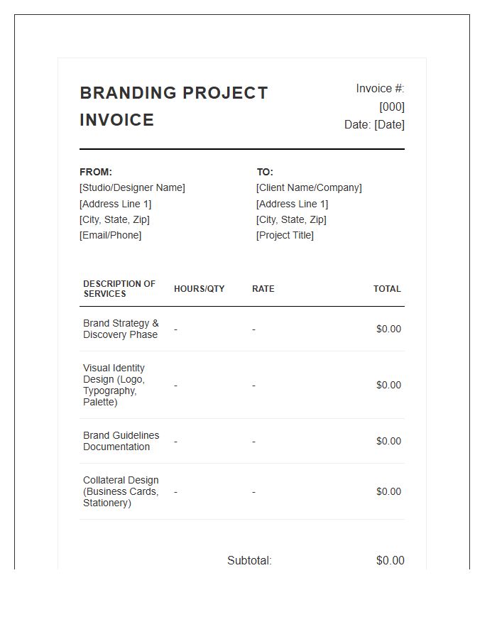 Branding Project Invoice Template