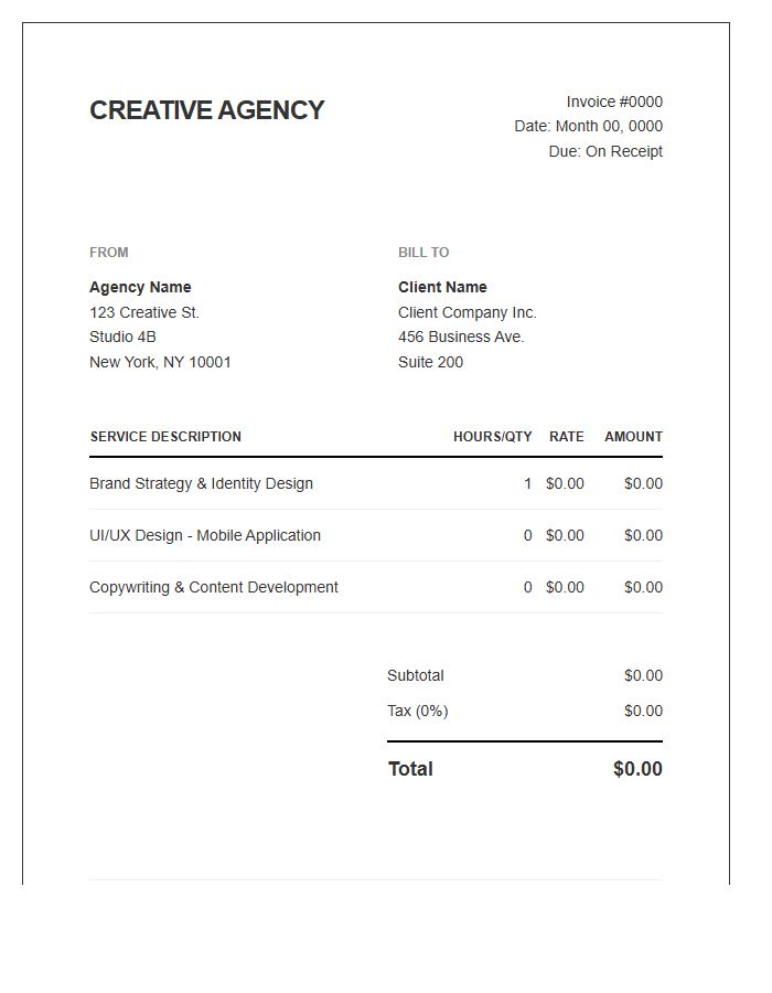 Creative Agency Service Invoice Template