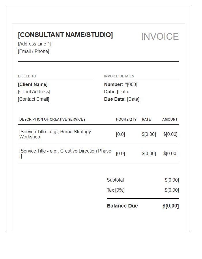 Creative Consultant Invoice Template