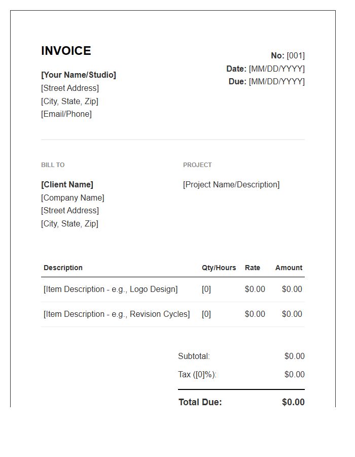Freelance Graphic Designer Invoice Template